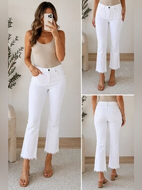 Harper White High-Rise Cropped Flare Jeans